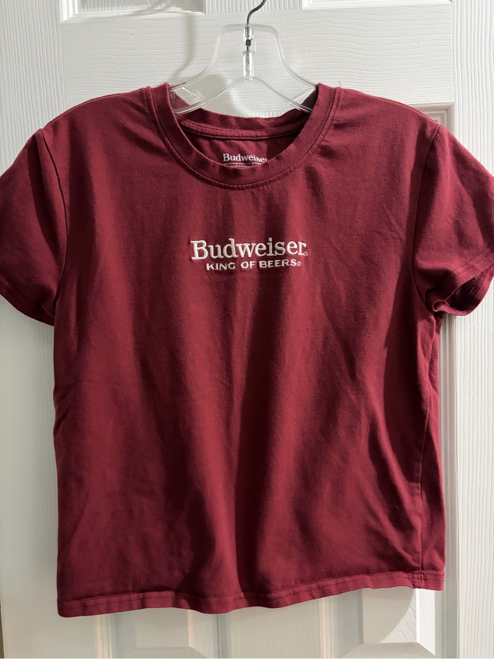Budweiser Burgundy Short Sleeve Tee with White Logo